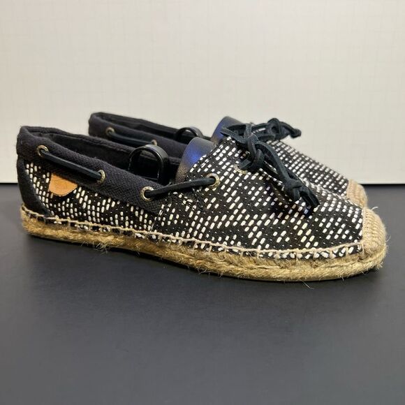 Womens SPERRY Top Sider Espadrilles Black Flat Shoes / Size 6.5 Medium - Picture 1 of 10